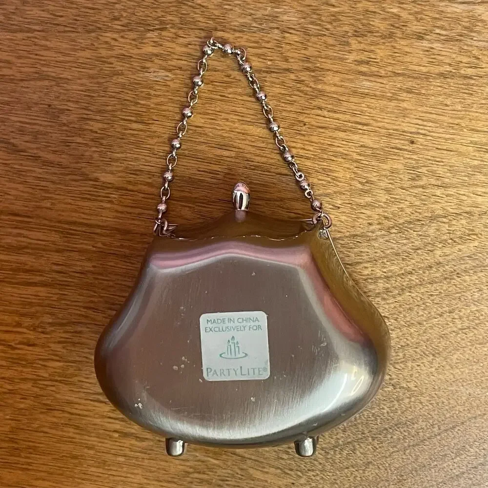 PartyLite Hollywood Glamour Pink Purse Travel Tealight Candle Holder Mirror